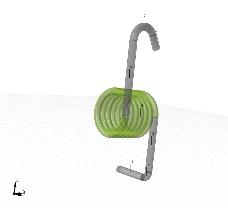 3D CAD design of a leg spring with bent spring ends