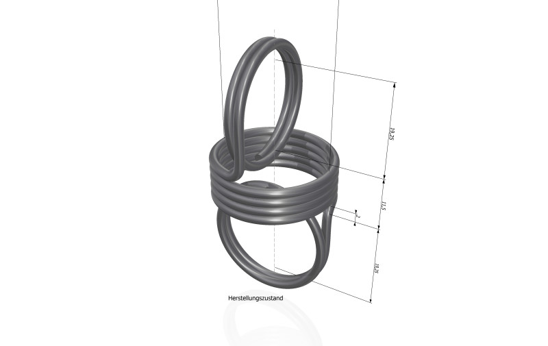 3D-CAD-Konstruktion einer Zugfeder doppelt deutscher ganzen Öse