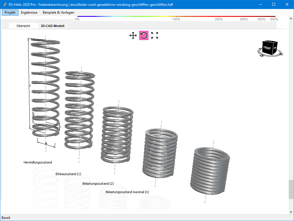 RS-Helix - Federnberechnung - Druckfedernberechnung - CAD-Darstellung
