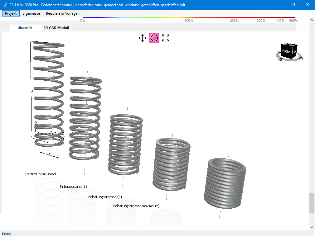 Druckfedernberechnung - CAD-Darstellung